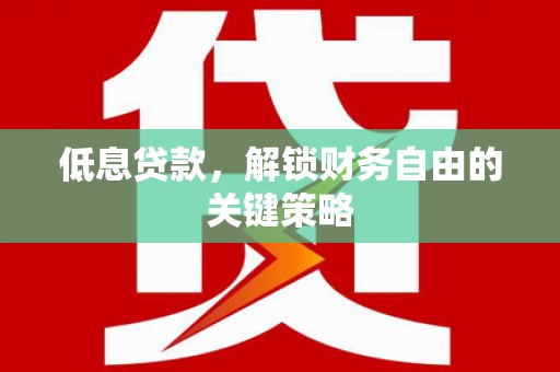 东区低息贷款，解锁财务自由的关键策略