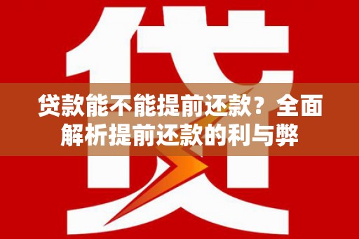 东区贷款能不能提前还款？全面解析提前还款的利与弊